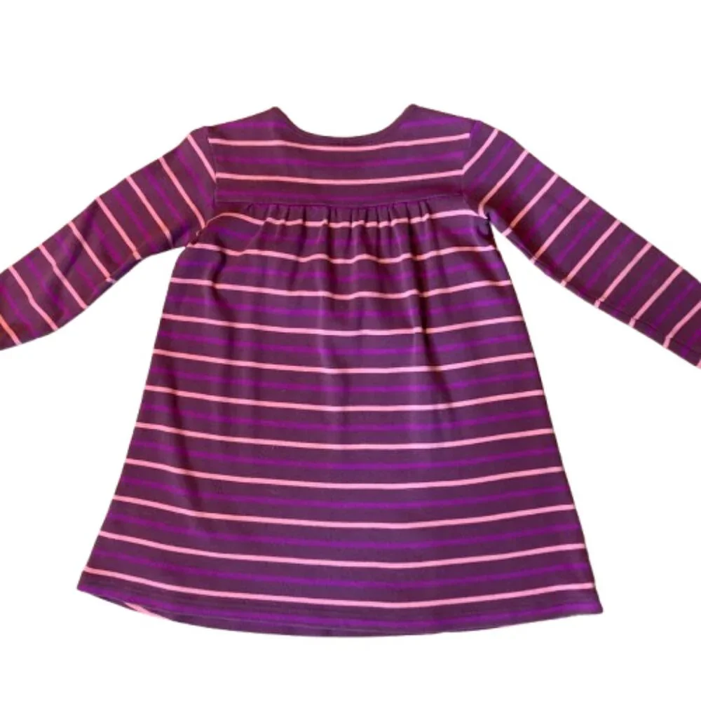 Hanna Andersson Classic Play Dress LS Striped Soft Cotton Knit, sz 120, sz 6 - 7